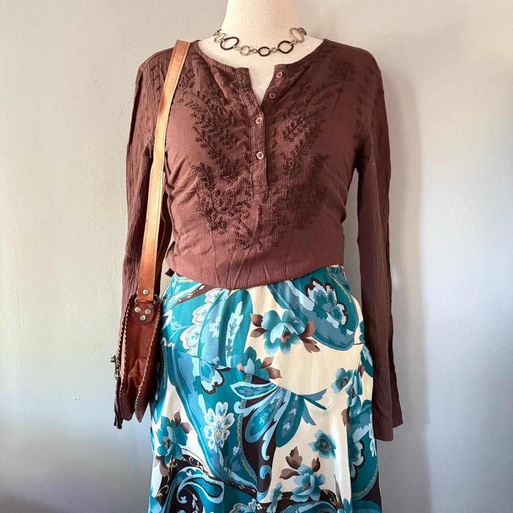 Vintage y2k paisley asymmetrical skirt
